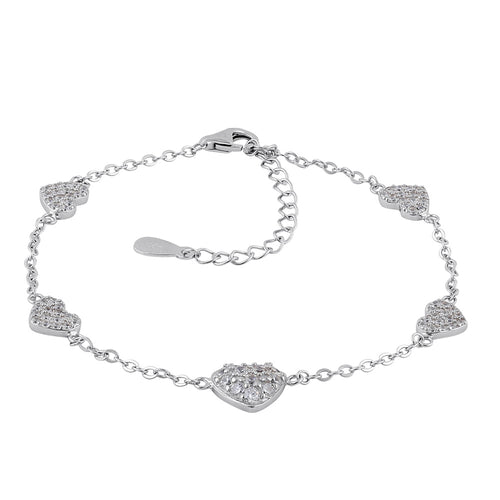 Sterling Silver CZ Heart Bracelet