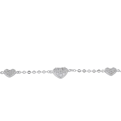 Sterling Silver CZ Heart Bracelet