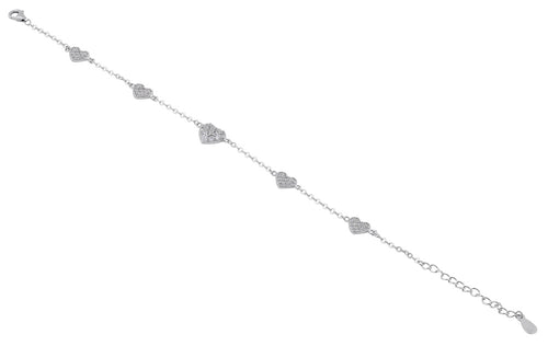 Sterling Silver CZ Heart Bracelet