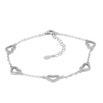 Sterling Silver Clear CZ Heart Charm Bracelet