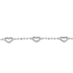 Sterling Silver Clear CZ Heart Charm Bracelet