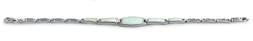 Sterling Silver Remarkable White Lab Opal Bracelet