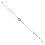 Sterling Silver Pink and Clear CZ Heart Halo Bracelet