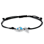 Sterling Silver Winged  Blue Lab Opal Sail Boat Adjustable Silk Bracelet