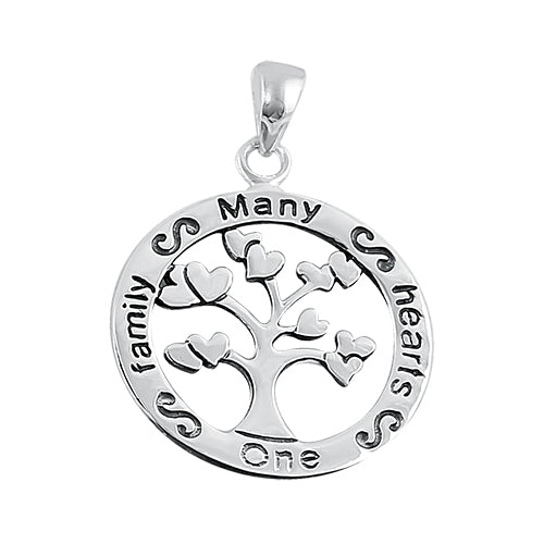 Sterling Silver "One Family, Many Hearts" Pendant