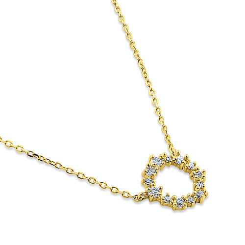 Solid 14K Yellow Gold Simple Wreath 0.17 ct. Diamond Necklace