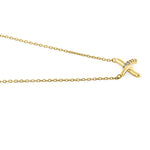 Solid 14K Yellow Gold X Shaped Knot Diamond Necklace