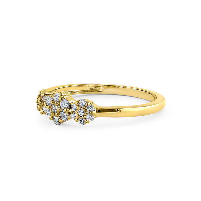 Solid 14K Yellow Gold Flower Cluster Diamond Ring