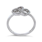 Solid 14K White Gold Double Heart 0.15 ct. Diamond Ring