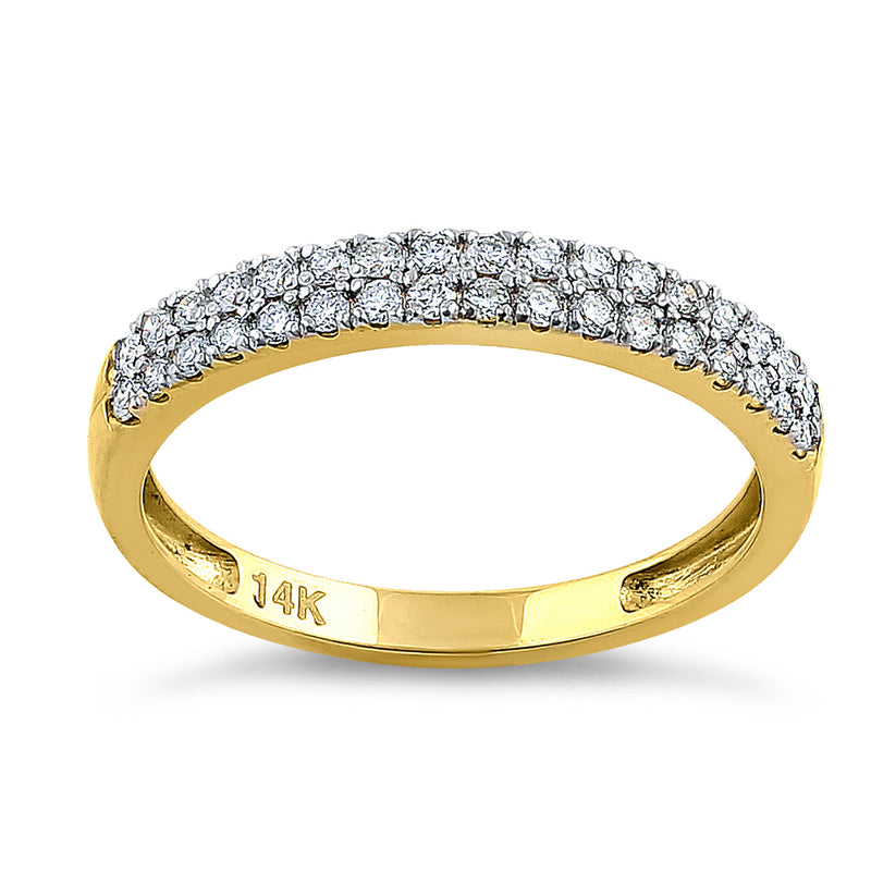 Solid 14K Yellow Gold Double Row 0.42 ct. Diamond Ring
