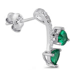 Sterling Silver Cherry Hearts Emerald CZ Earrings