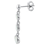 Sterling Silver White Lab Opal Round Dangle Earrings