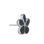 Sterling Silver Flower Black Lab Opal Stud Earrings