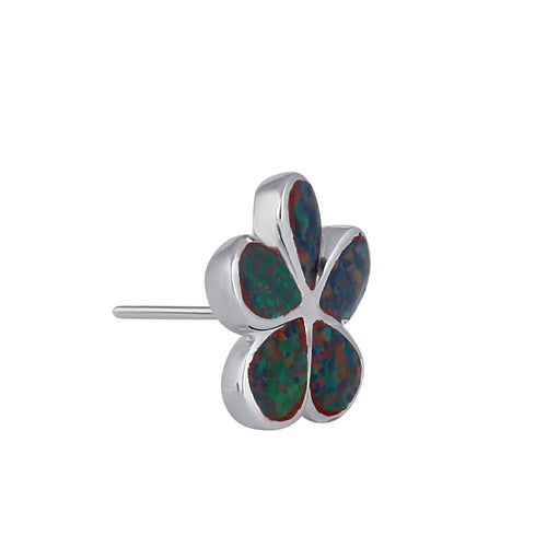 Sterling Silver Flower Black Lab Opal Stud Earrings