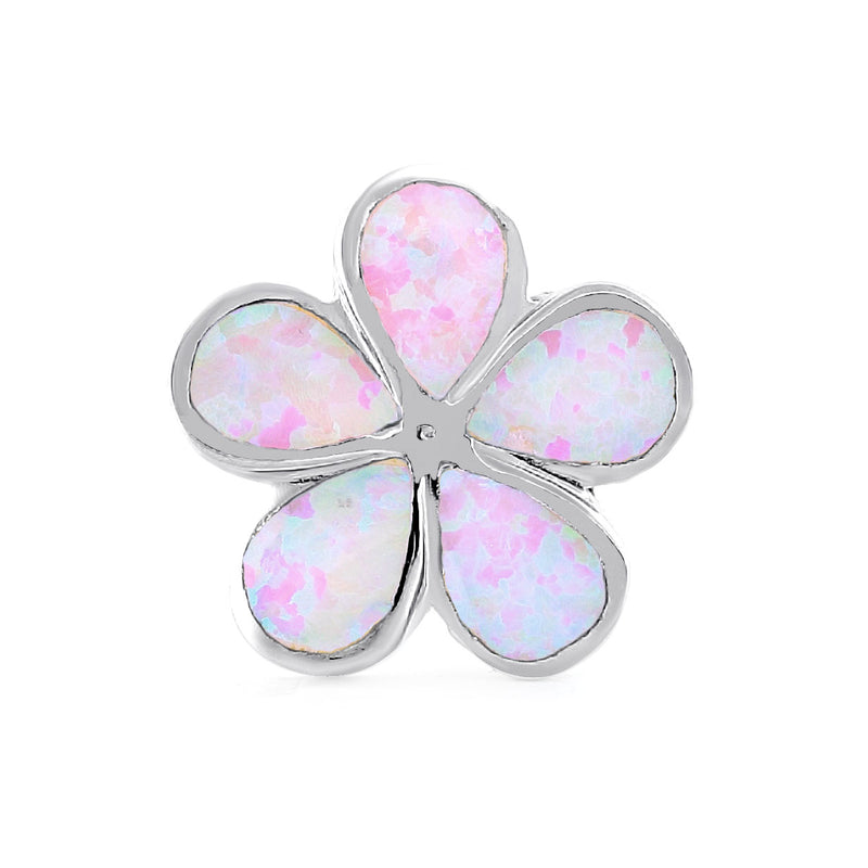 Sterling Silver Flower Pink and Green Lab Opal Stud Earrings