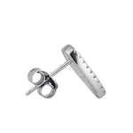 Sterling Silver Blue Lab Opal & Clear CZ Offset Stud Earrings