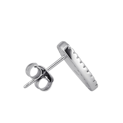 Sterling Silver Blue Lab Opal & Clear CZ Offset Stud Earrings