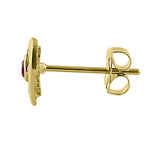 Solid 14K Yellow Gold Heart Ruby & Clear Round CZ Earrings