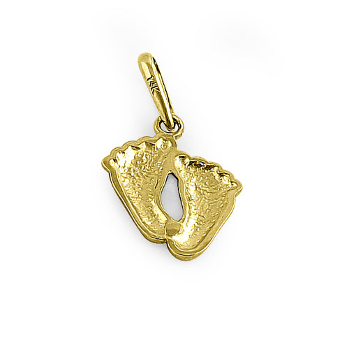 Solid 14K Yellow Gold Toddler Feet Pendant