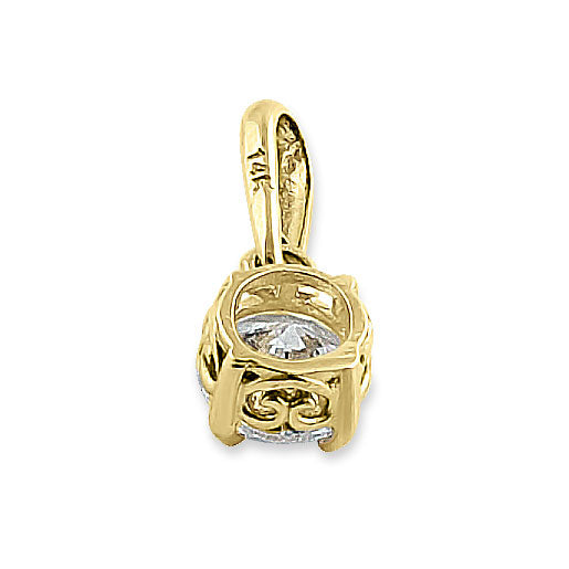 Solid 14K Yellow Gold 4.5MM Round CZ Pendant
