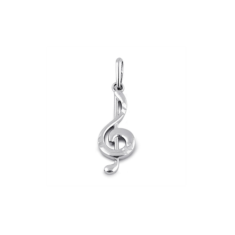 Solid 14K White Gold Music Note Pendant