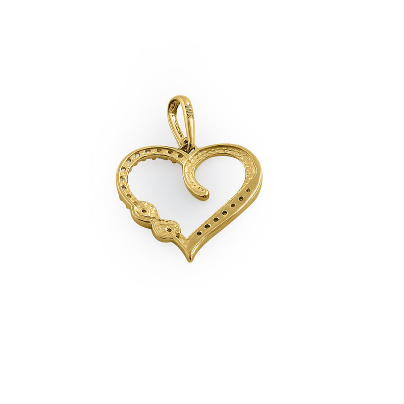 Solid 14K Yellow Gold Infinity Heart CZ Pendant