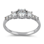 Solid 14K White Gold Triple Round Clear CZ Engagement Ring