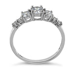 Solid 14K White Gold Triple Round Clear CZ Engagement Ring