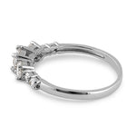 Solid 14K White Gold Triple Round Clear CZ Engagement Ring