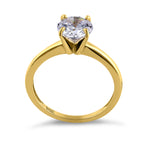 Solid 14K Yellow Gold Solitaire Round CZ Engagement Ring
