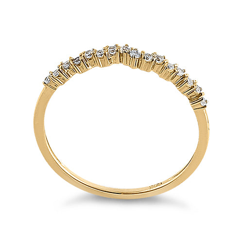 Solid 14k Yellow Gold Simple Cluster Round Clear CZ Ring