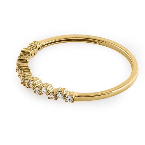 Solid 14k Yellow Gold Simple Cluster Round Clear CZ Ring