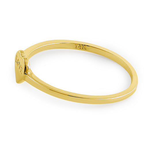 Solid 14K Yellow Gold Love Heart Ring