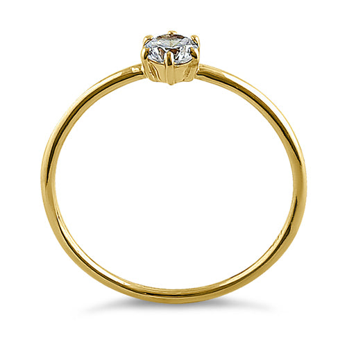 Solid 14K Yellow Gold Solitaire Round CZ Engagement Ring