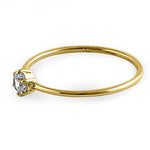 Solid 14K Yellow Gold Solitaire Round CZ Engagement Ring