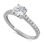 Solid 14K White Gold Solitaire Round Clear CZ Engagement Ring