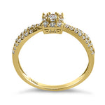 Solid 14K Yellow Gold Modern Square Round CZ Ring