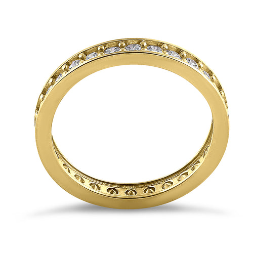 Solid 14K Yellow Gold Channel Eternity CZ Ring