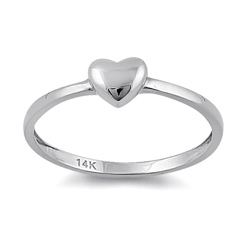 Solid 14K White Gold Puffy Heart Ring