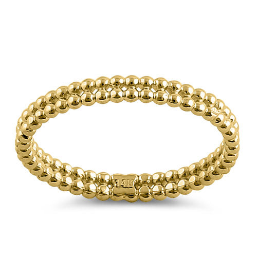 Solid 14K Yellow Gold Stacked Bead Ring