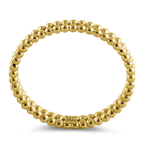 Solid 14K Yellow Gold Stacked Bead Ring