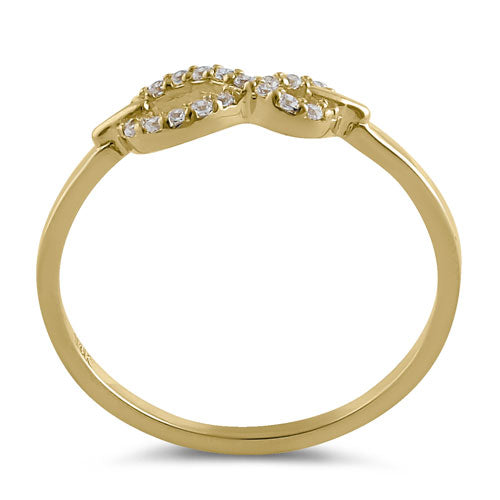 Solid 14K Yellow Gold Trendy Infinity CZ Ring
