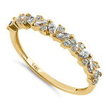 Solid 14K Yellow Gold Cluster Marquise & Round Clear CZ Ring