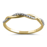 Solid 14K Yellow Gold Twist CZ Ring