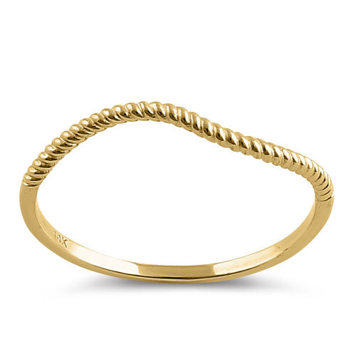 Solid 14K Yellow Gold Curved Rope Ring