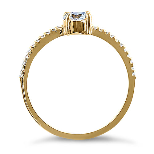 Solid 14K Yellow Gold Classic Round Clear CZ Engagement Ring