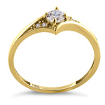 Solid 14K Yellow Gold Fancy Round Cut CZ Engagement Ring