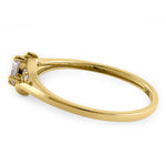 Solid 14K Yellow Gold Fancy Round Cut CZ Engagement Ring