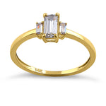 Solid 14K Yellow Gold Baguette Straight Cut CZ Engagement Ring