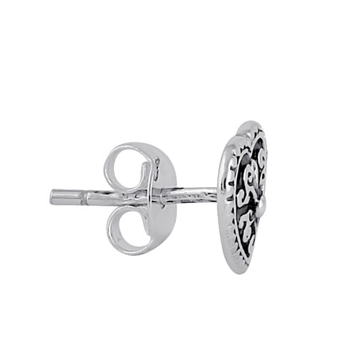 Sterling Silver Heart Filigree Earrings